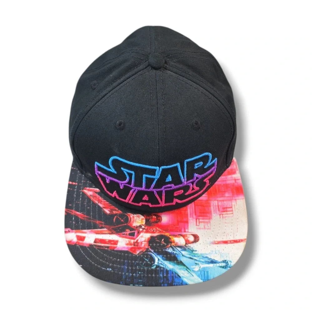 Star Wars‎ Snapback Hat Cap Black Multicolored Embroidered Logo X-Wing